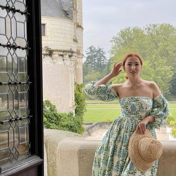 Anthropologie Hydrangea Dress Let Me Be XSP off shoulder long sleeve maxi floral - Picture 12 of 16